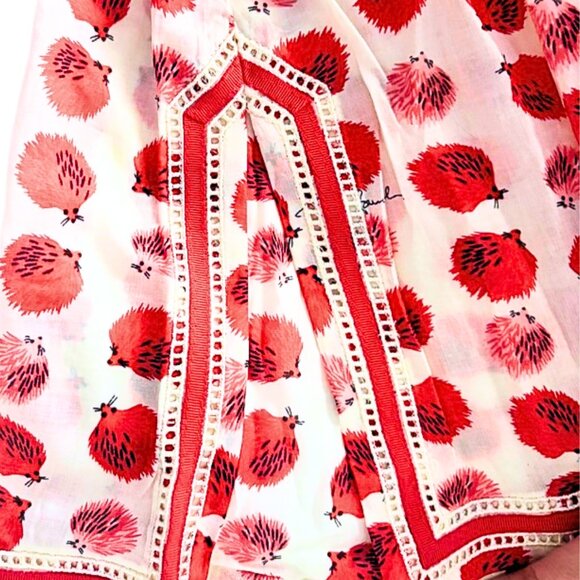Tory Burch Tunic with Hedgehogs Size 6 Summer Top Swim Pool Coverup, red white - Picture 9 of 9